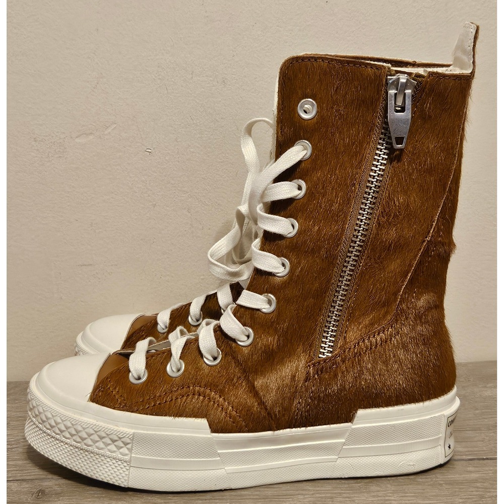 Converse Chuck Taylor 70 Plus X Hi Platform Brown Calf Hair Boots A13831C Size 6 - Picture 4 of 9